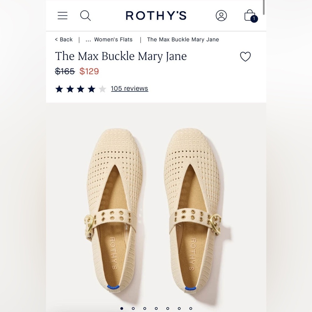 Rothy's Cream Buckle Mary Jane Shoes